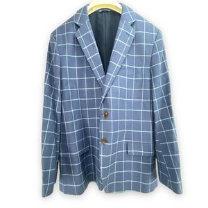 Vineyard Vines 46L Lined Cotton Blue Linen Blazer